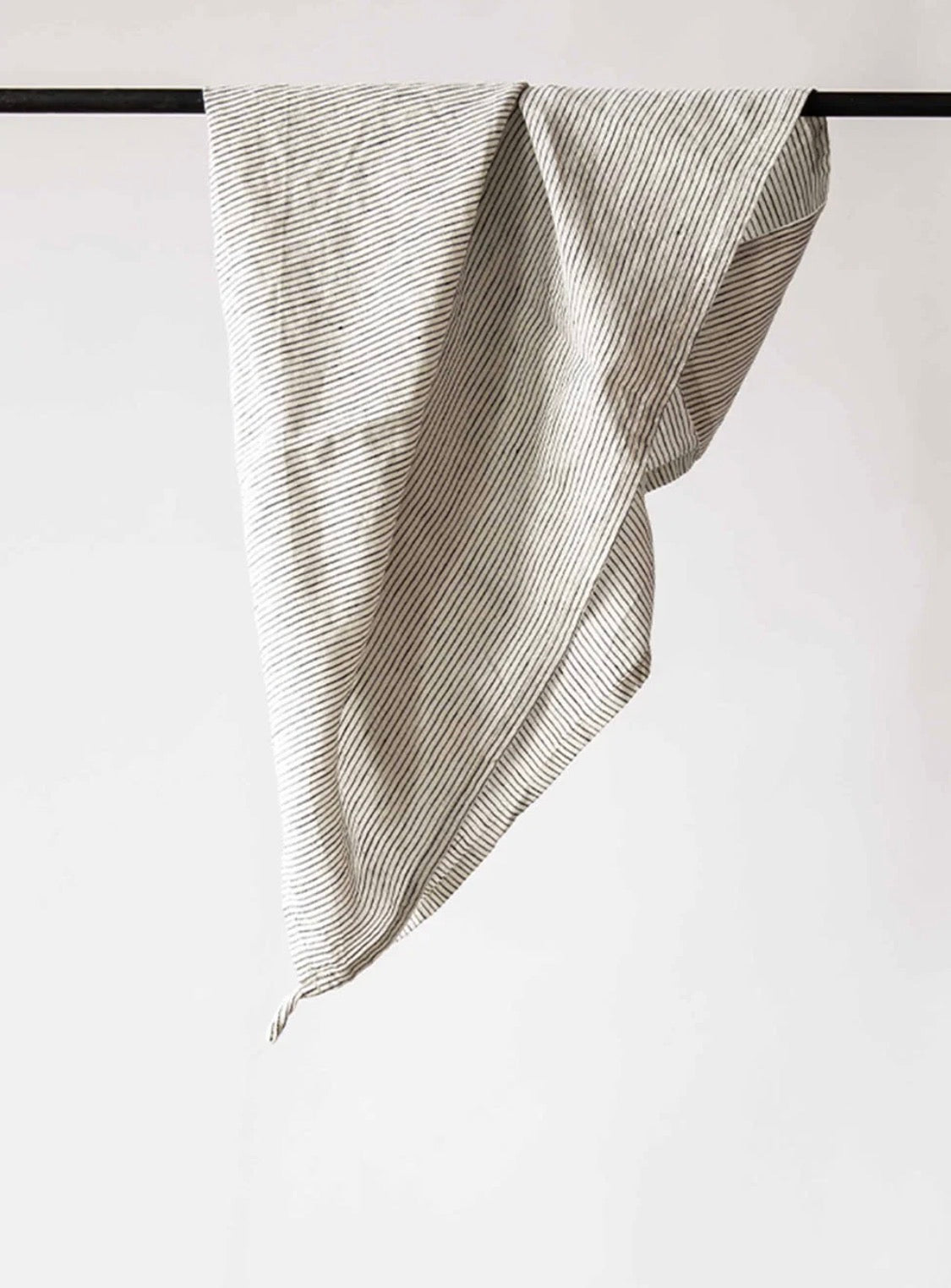 Linen Kitchen Towel in Black/White Stripe