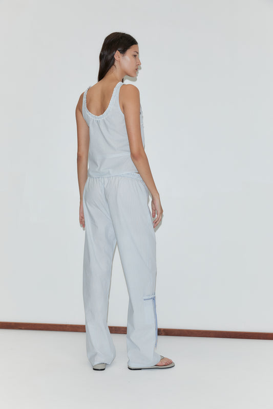 Deiji Studios Frills Top in Mist Stripe
