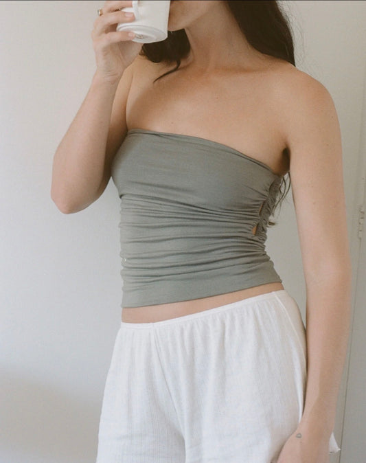 Non Private Seamless Bandeau in Stone Grey