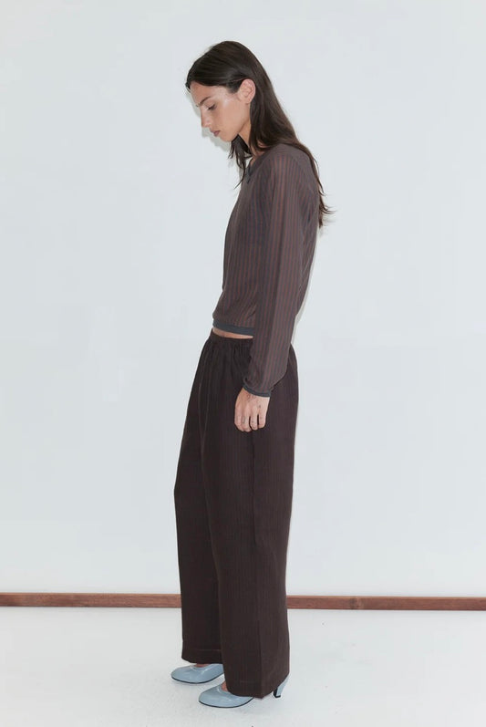 Deiji Studios Ease Trouser in Brown Black Stripe