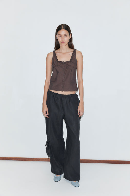 Deiji Studios Frills Top in Toast