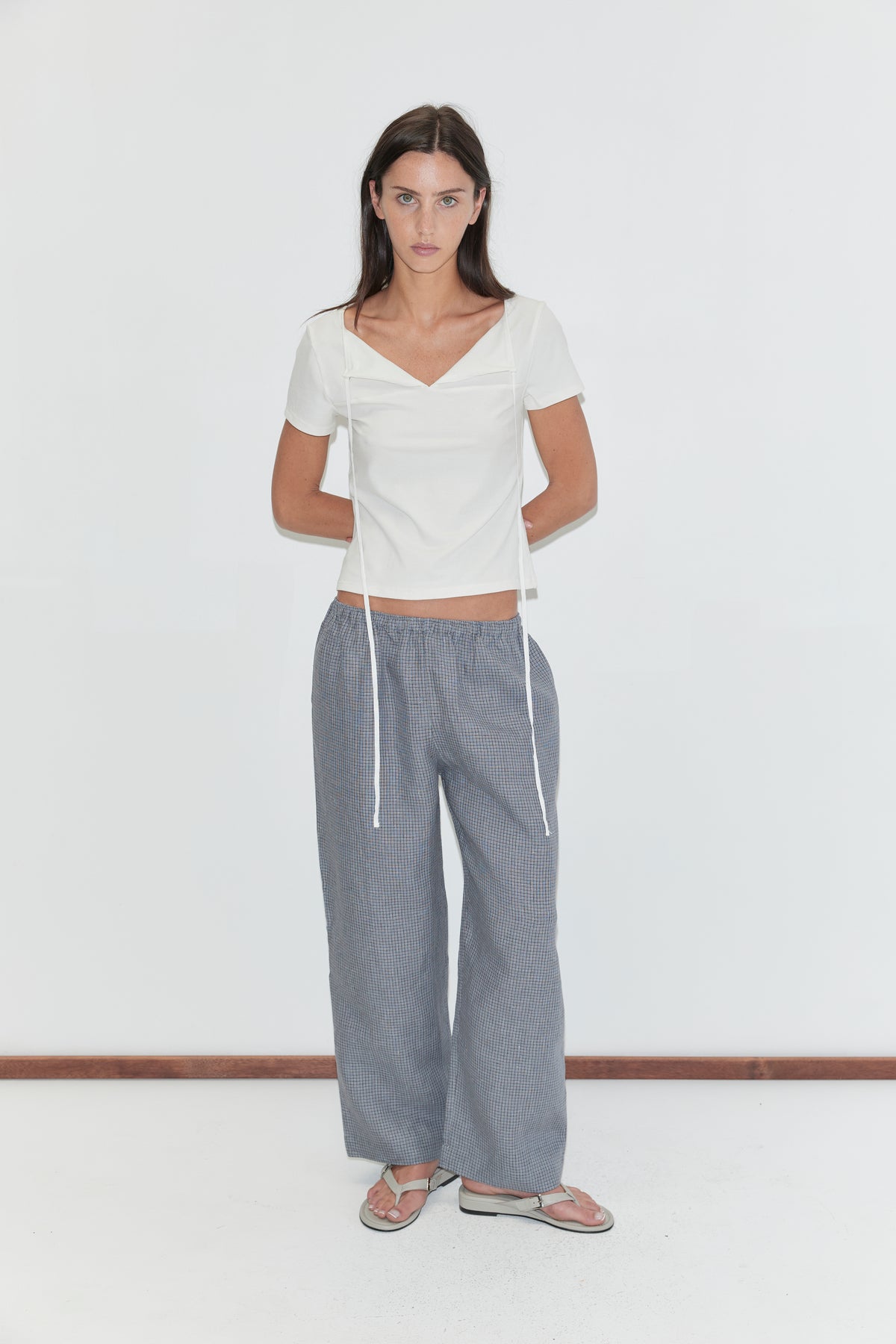 Deiji Studios Ease Trouser in Indigo Check