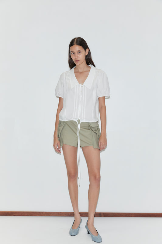 Deiji Studios Fine Collar Top in White