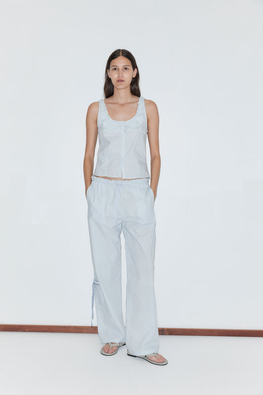 Deiji Studios Frills Top in Mist Stripe
