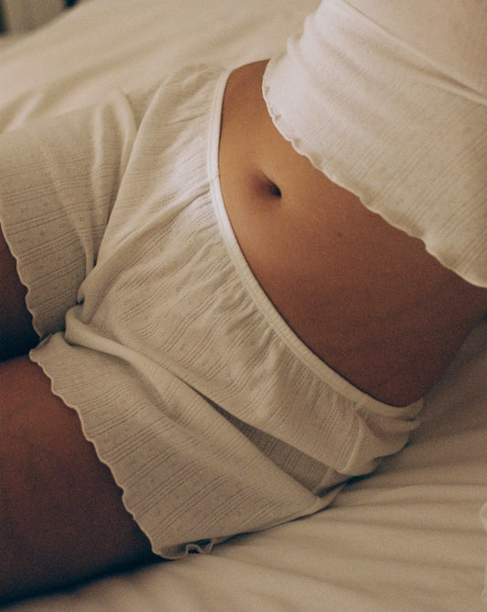 Non Private Pointelle Lounge Shorts in Cream