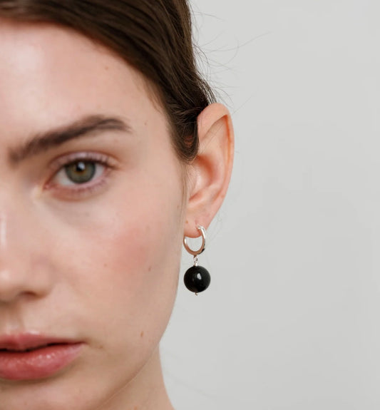 Lisbeth Boule Hoops in Tourmaline and Silver