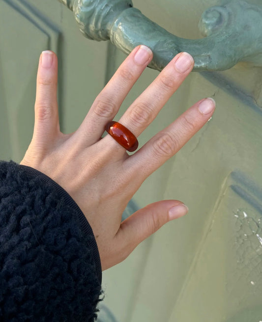 Mi-Mo Agnes Glass Ring in Amber