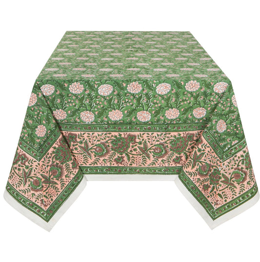 Peony Block Print Tablecloth 60x90"