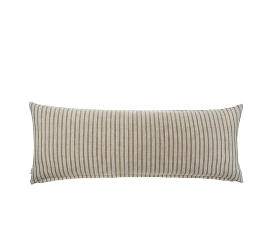 Pinstripe Linen Pillow in Natural, 15x42"
