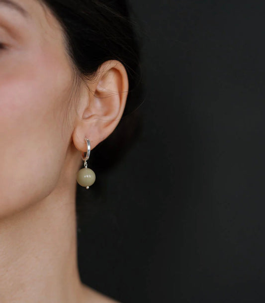 Lisbeth Boule Hoops in Pistachio and Silver