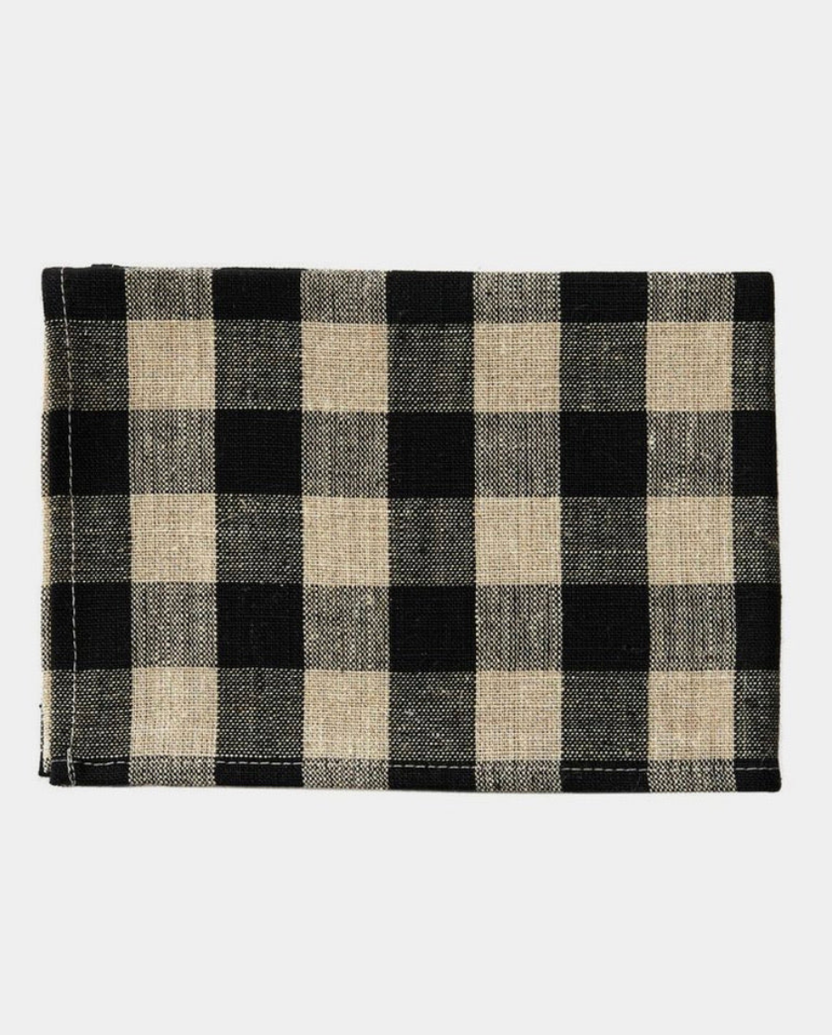Fog Linen Kitchen Cloth in Black Natural Check