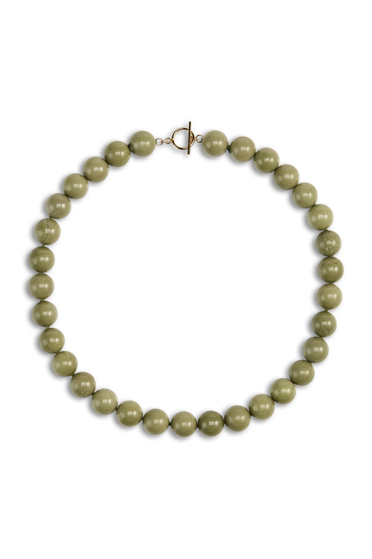 Lisbeth Grande Boule Necklace in Avocado Jasper