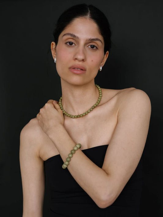 Lisbeth Grande Boule Bracelet in Avocado Jasper