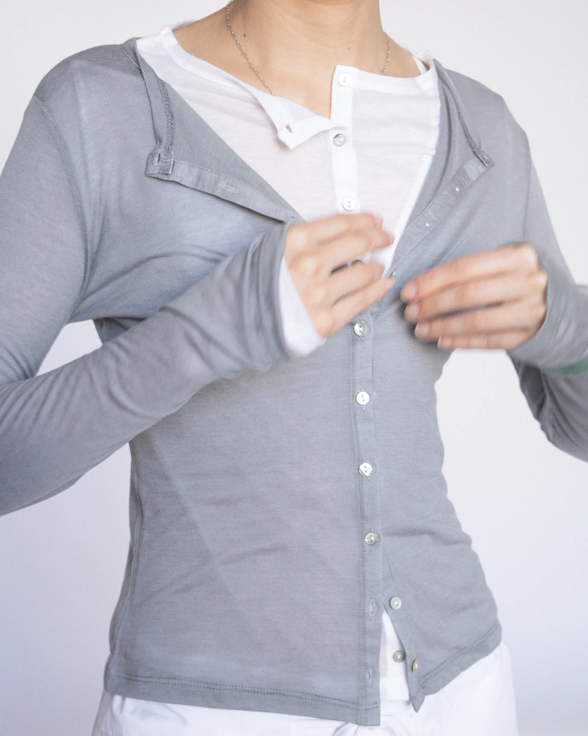 Non Private Sheer Cardigan in Silver Grey